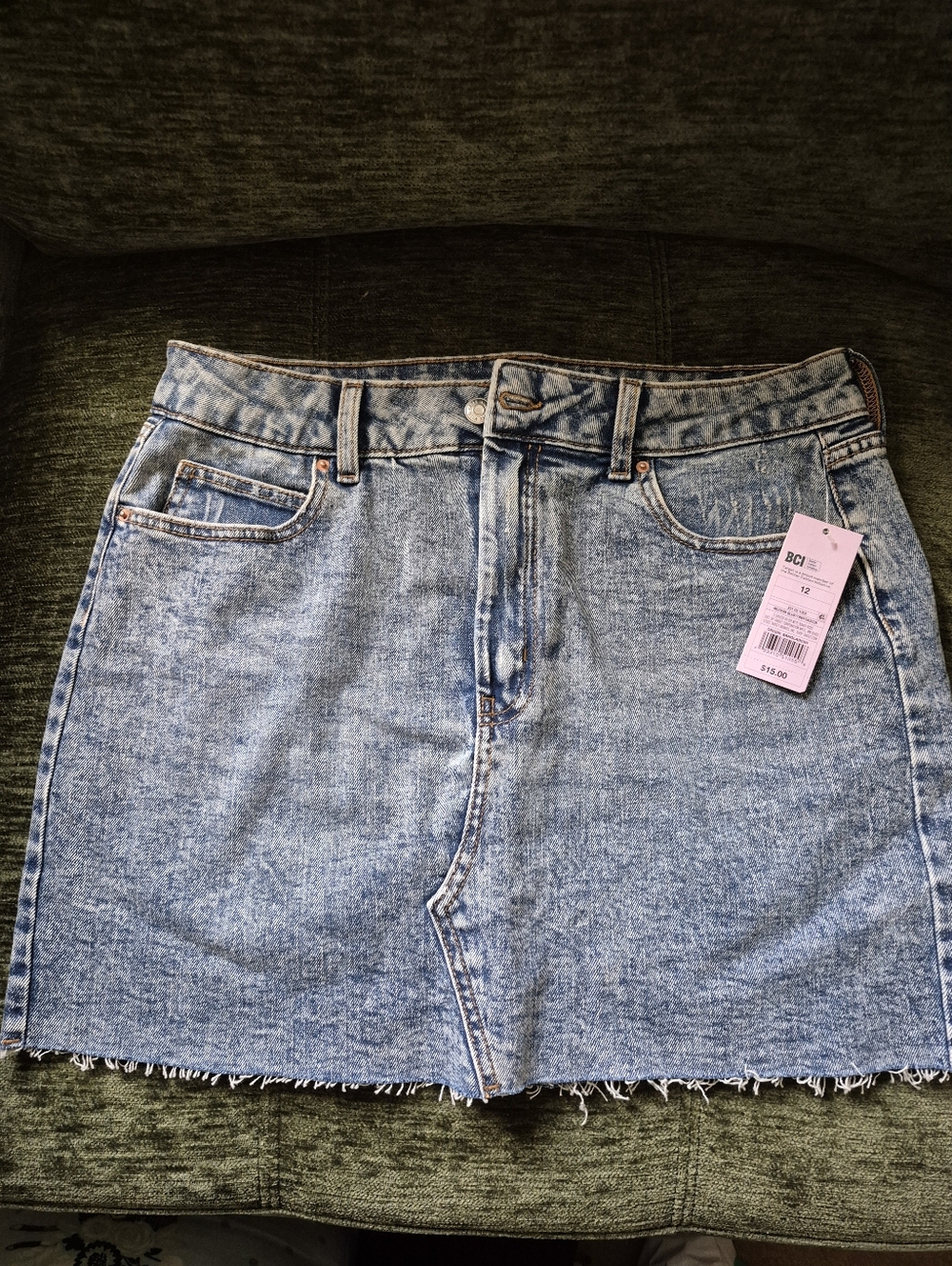 Light Blue Washed Denim Mini Skirt